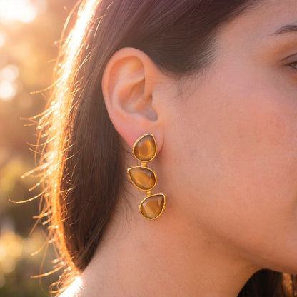 Aros Beirut Camel - Baño de oro 22k