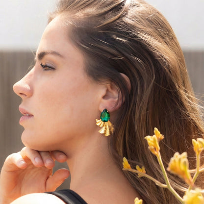 Aros Rüzgar Verdes - Baño de oro 22k