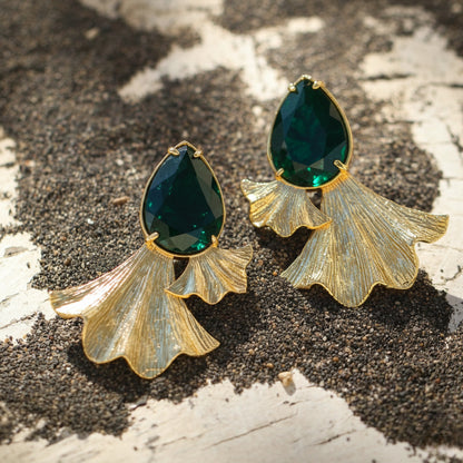 Aros Rüzgar Verdes - Baño de oro 22k