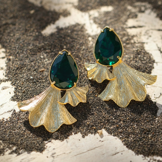 Aros Rüzgar Verdes - Baño de oro 22k