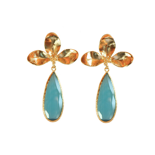 Aros Alya Turquesa - Baño de oro 22 k