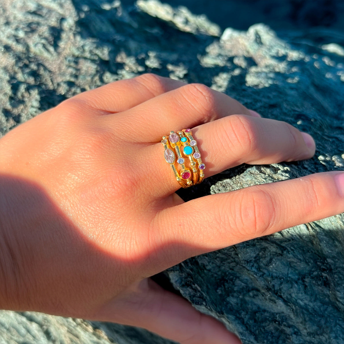 Anillo ajustable Capadocia N°5 - Baño de oro 22 k