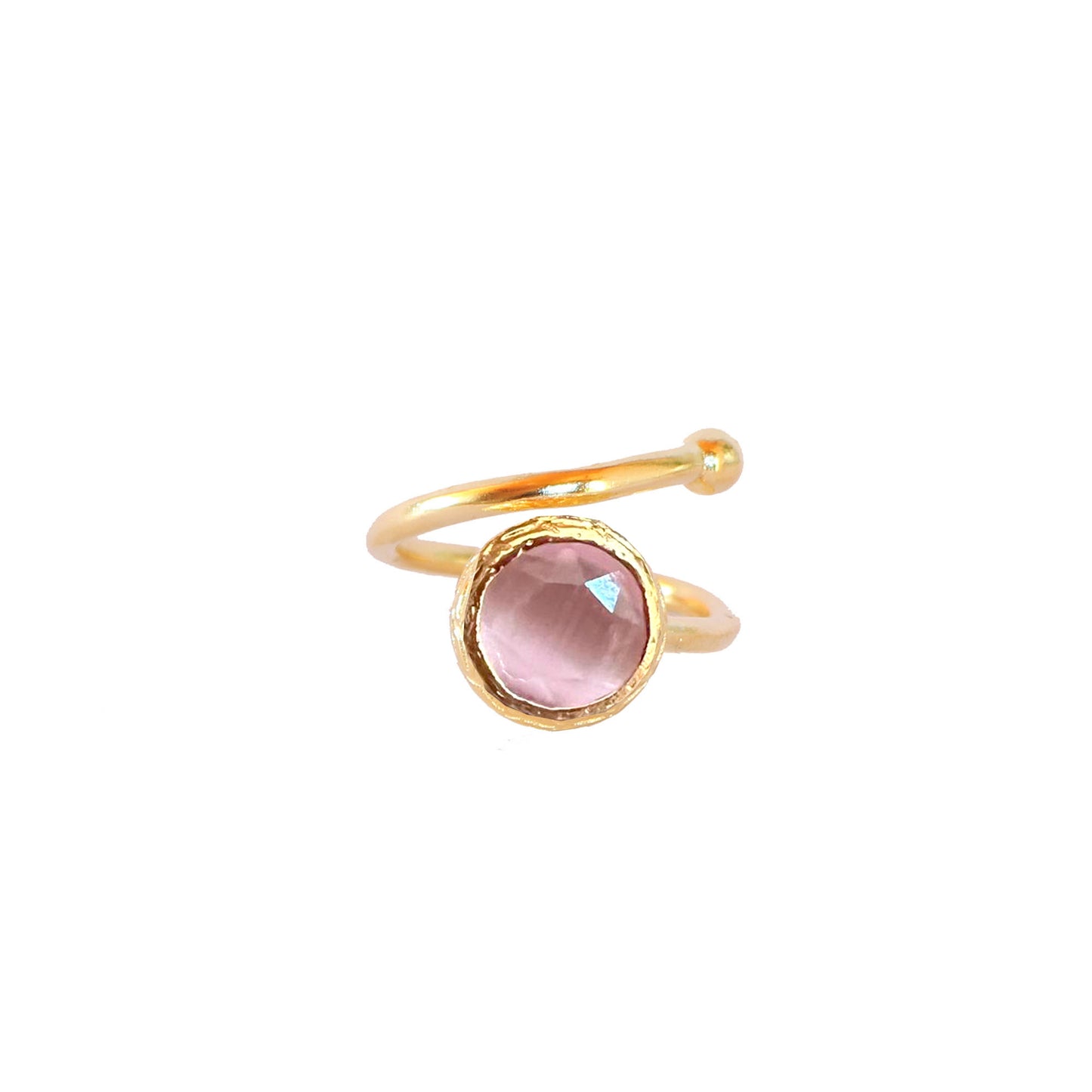 Anillo ajustable Bruma Rosado - Baño de oro 22 k