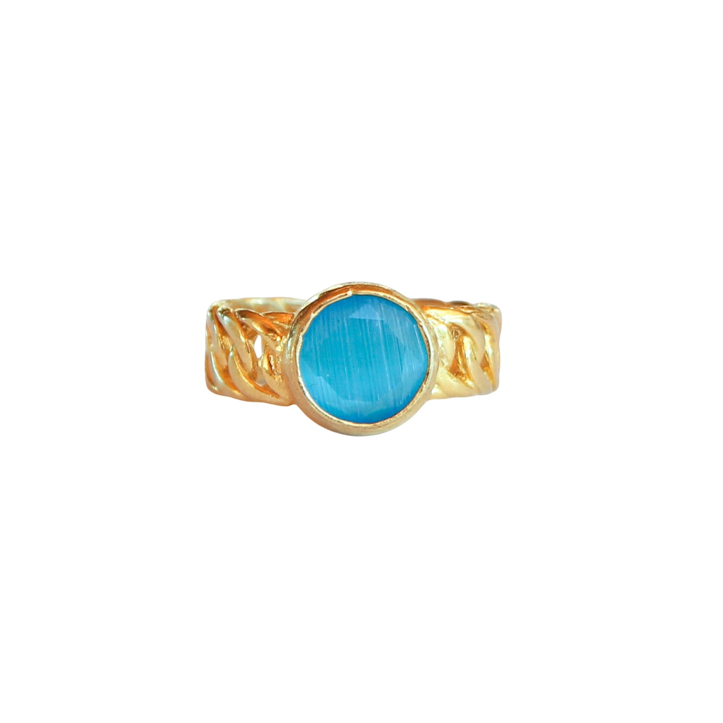Anillo ajustable Zina Celeste - Baño de oro 22 k
