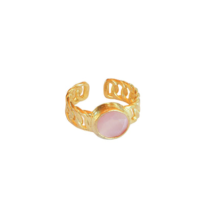 Anillo ajustable Zina Rosa - Baño de oro 22 k