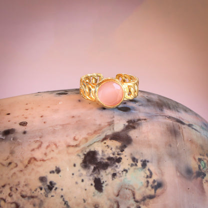 Anillo ajustable Zina Rosa - Baño de oro 22 k