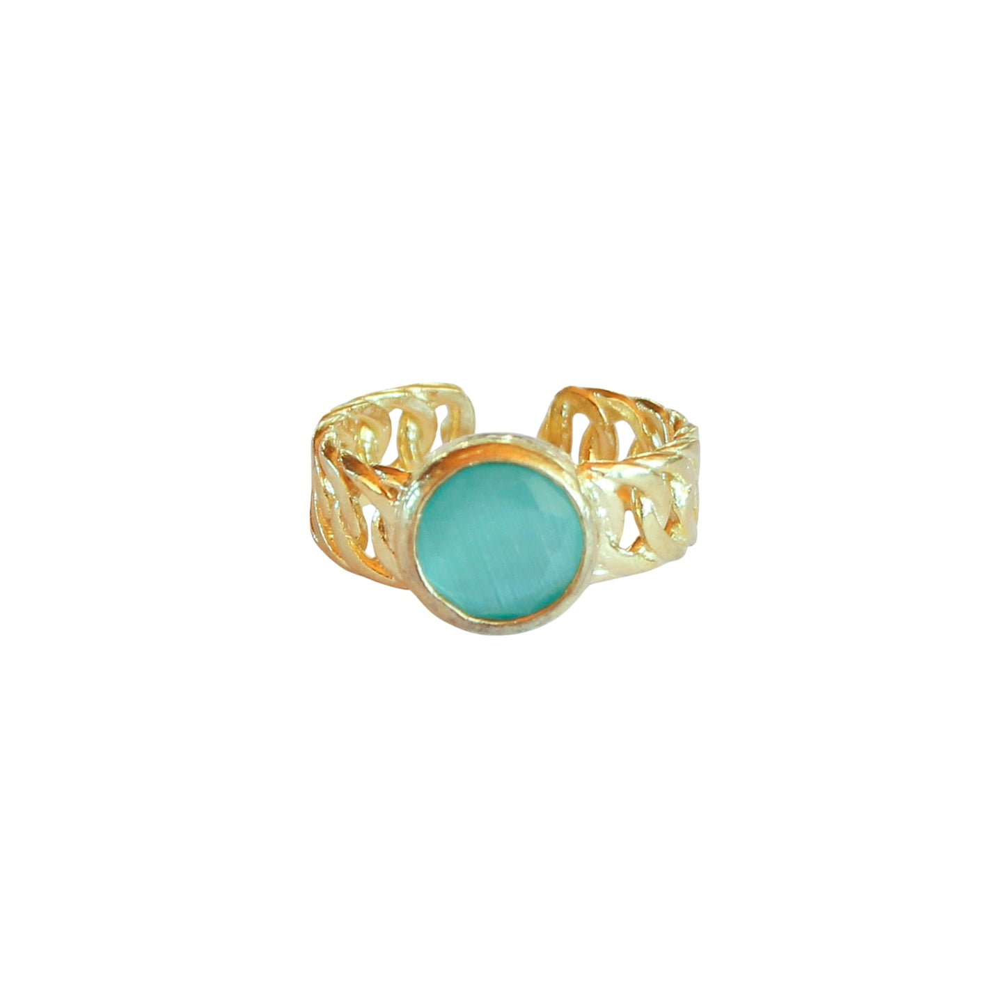 Anillo ajustable Zina Turquesa - Baño de oro 22 k
