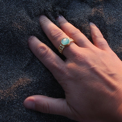 Anillo ajustable Zina Turquesa - Baño de oro 22 k