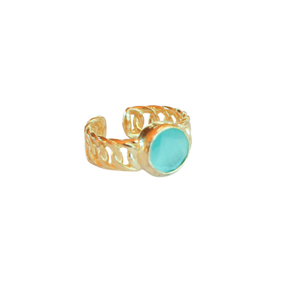 Anillo ajustable Zina Turquesa - Baño de oro 22 k