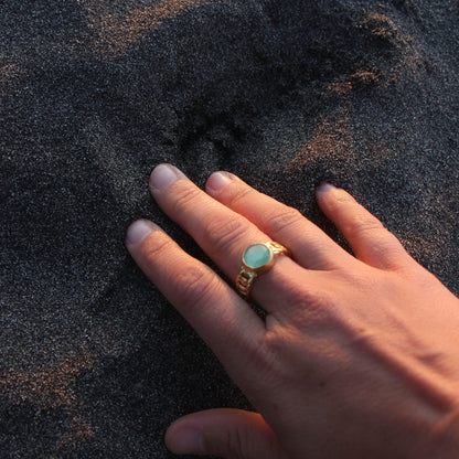 Anillo ajustable Zina Turquesa - Baño de oro 22 k