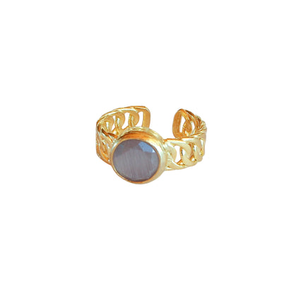 Anillo ajustable Zina Gris - Baño de oro 22 k