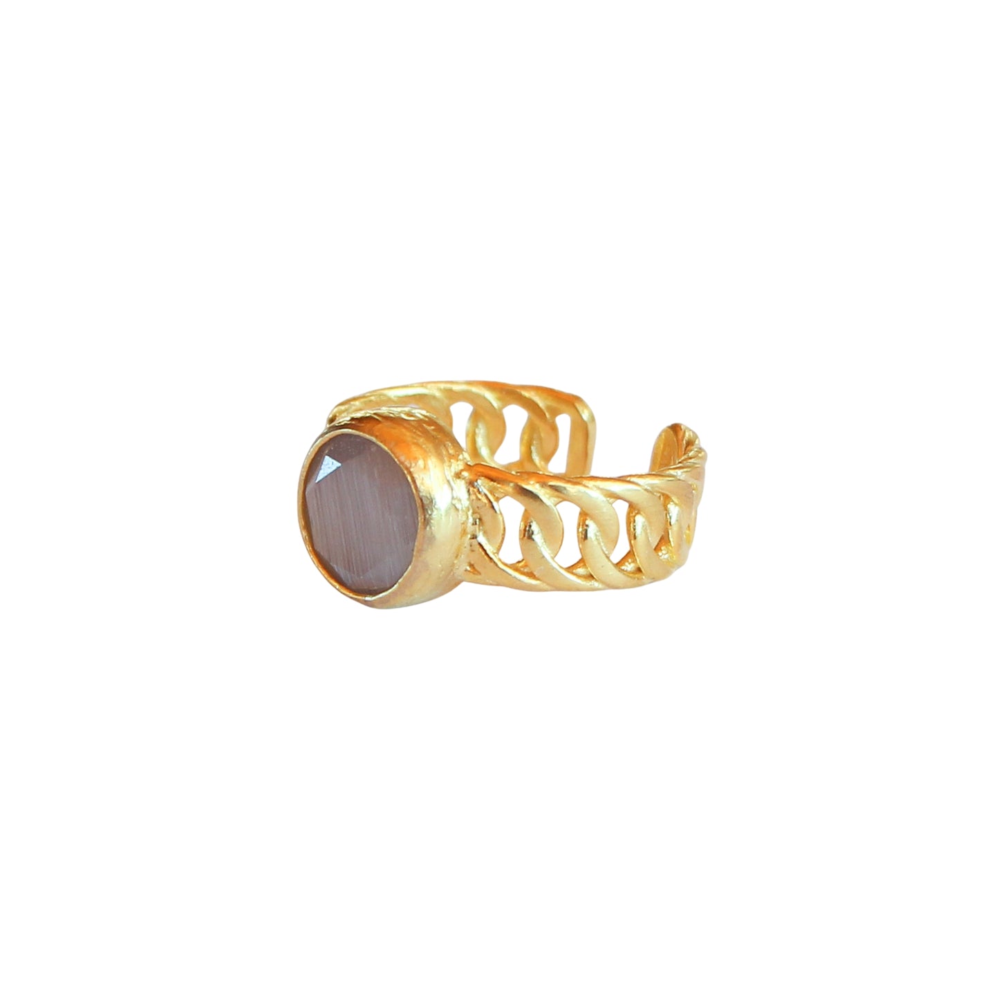 Anillo ajustable Zina Gris - Baño de oro 22 k