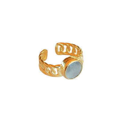 Anillo ajustable Zina Gris - Baño de oro 22 k
