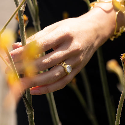 Anillo ajustable Zina Gris - Baño de oro 22 k