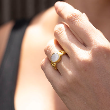 Anillo ajustable Zina Gris - Baño de oro 22 k