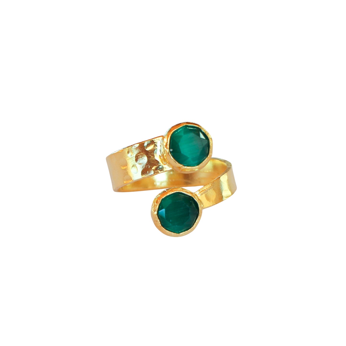 Anillo ajustable Ekin Verde - Baño de oro 22 k