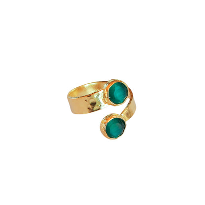 Anillo ajustable Ekin Verde - Baño de oro 22 k