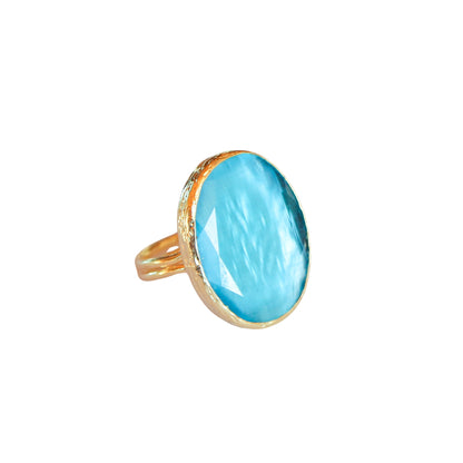 Anillo ajustable Deniz Turquesa - Baño de oro 22 k