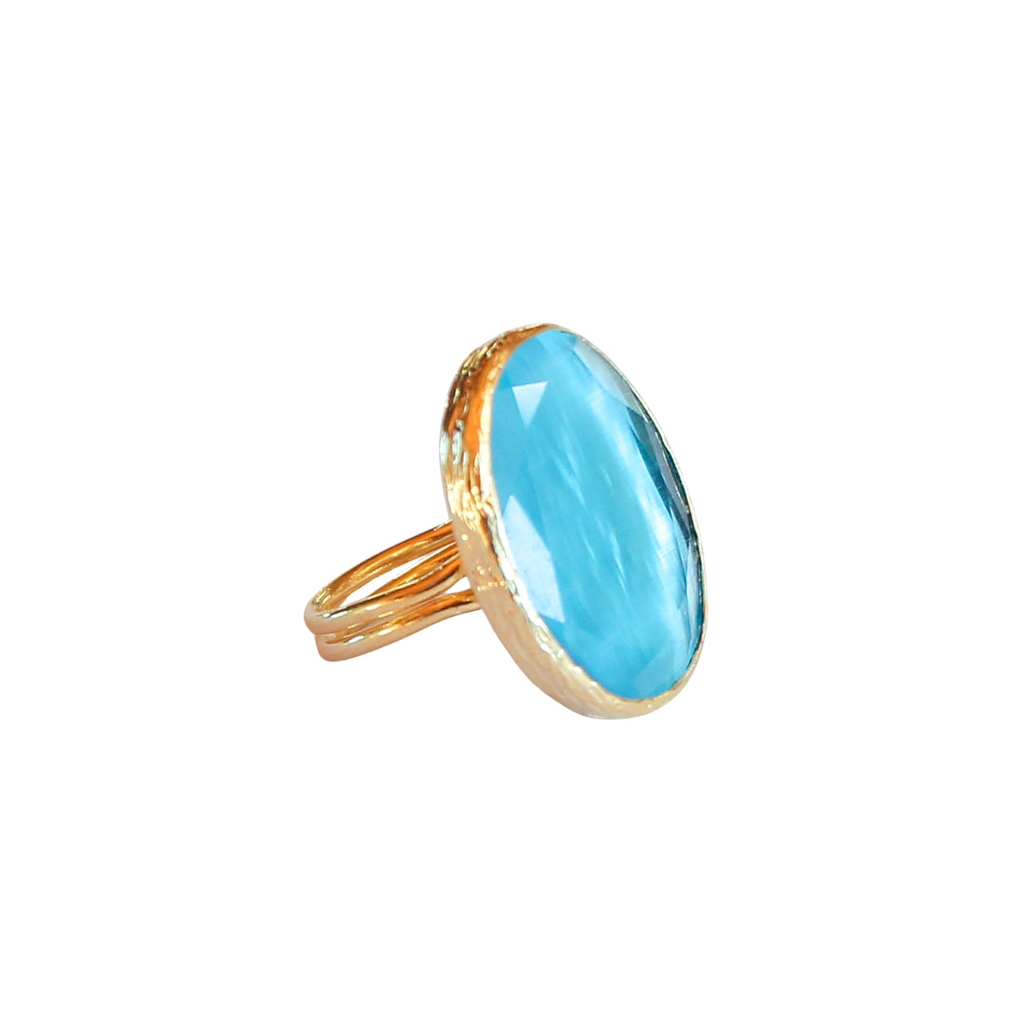 Anillo ajustable Deniz Turquesa - Baño de oro 22 k