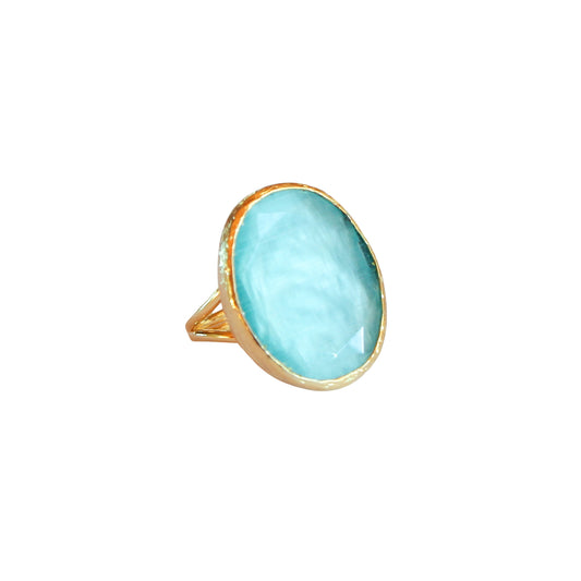 Anillo ajustable Deniz Verdeagua - Baño de oro 22 k