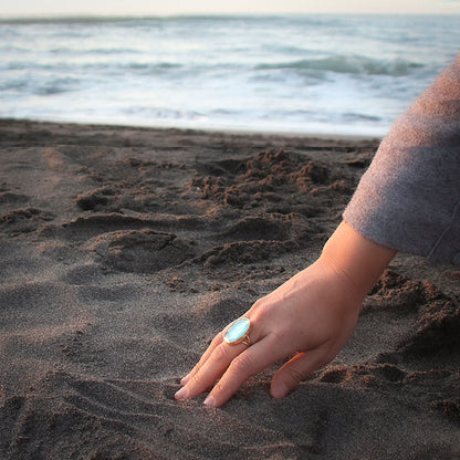 Anillo ajustable Deniz Verdeagua - Baño de oro 22 k