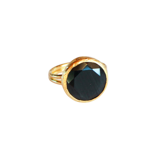 Anillo ajustable Bruma Negro 2 - Baño de oro 22 k