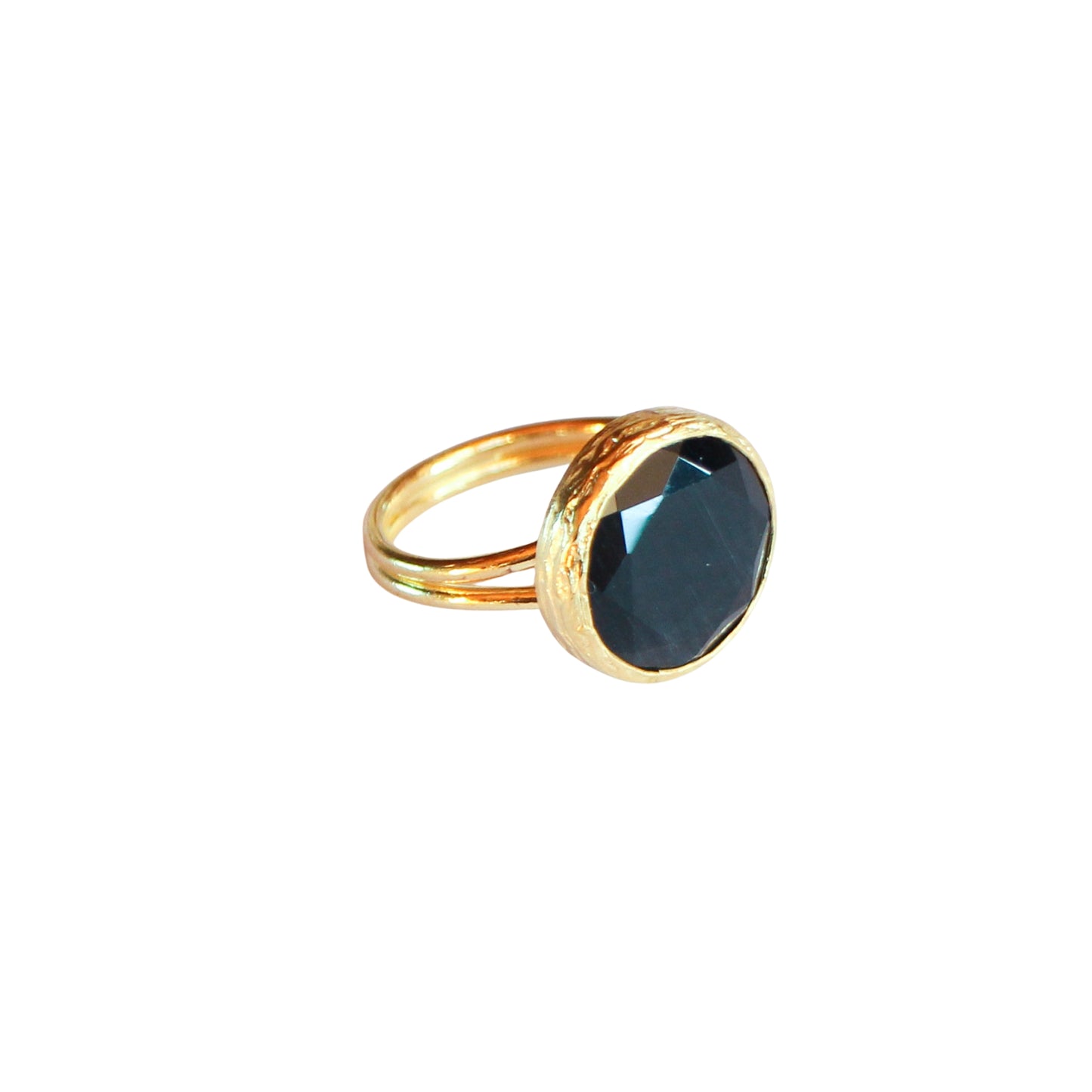 Anillo ajustable Bruma Negro 2 - Baño de oro 22 k