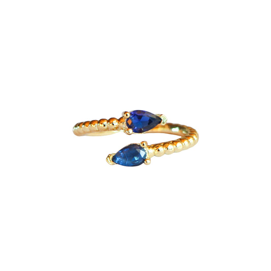 Anillo ajustable Zeyna Azul - Baño de oro 22 k