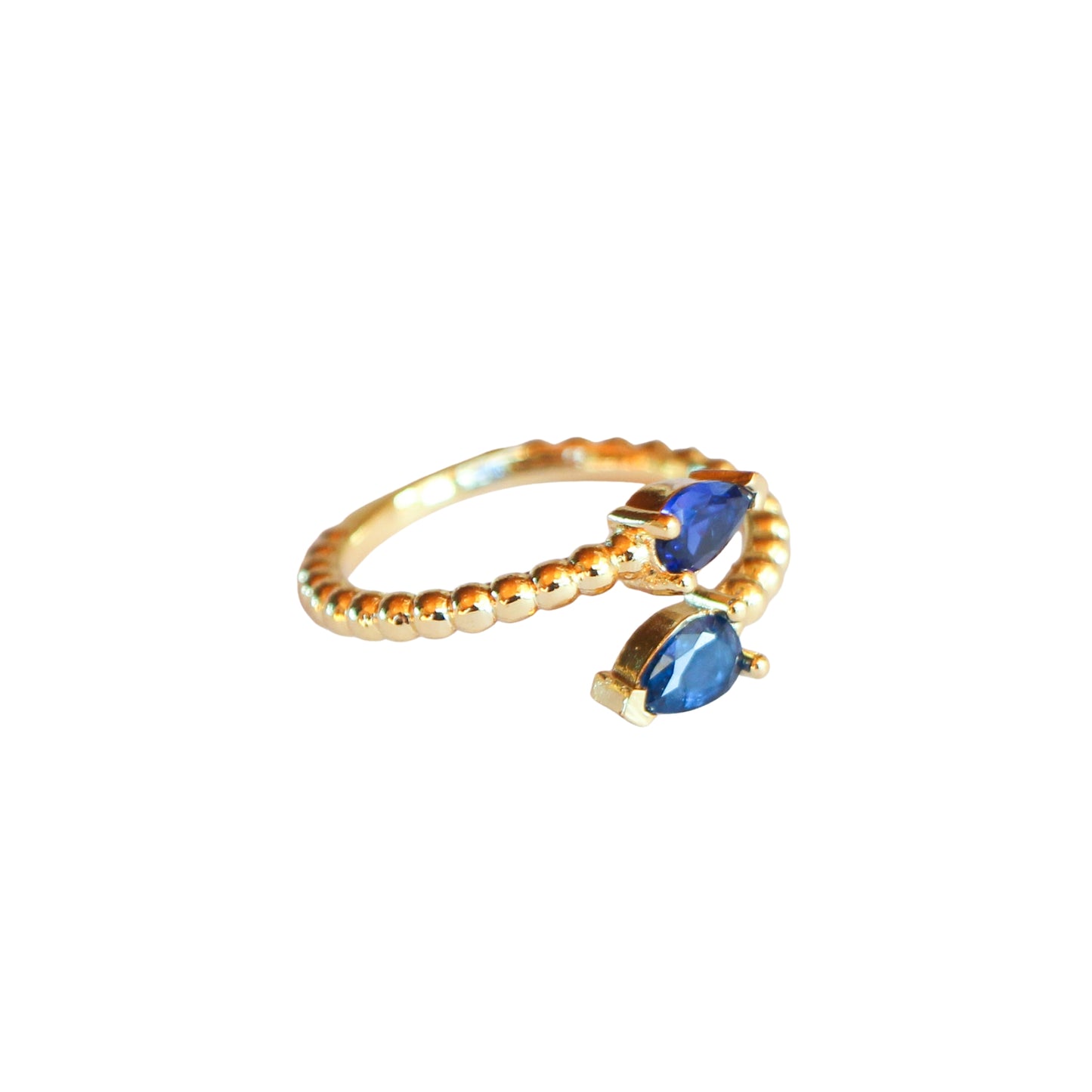 Anillo ajustable Zeyna Azul - Baño de oro 22 k