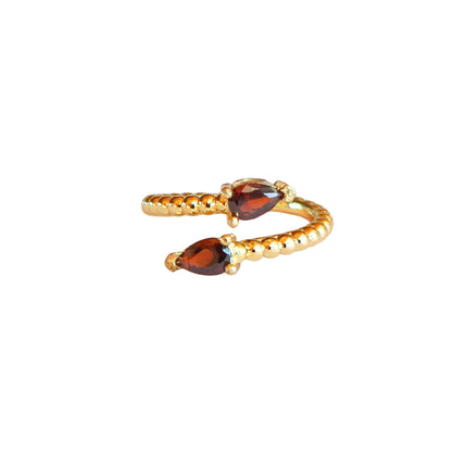 Anillo ajustable Zeyna Rojo - Baño de oro 22 k
