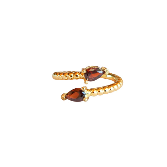 Anillo ajustable Zeyna Rojo - Baño de oro 22 k
