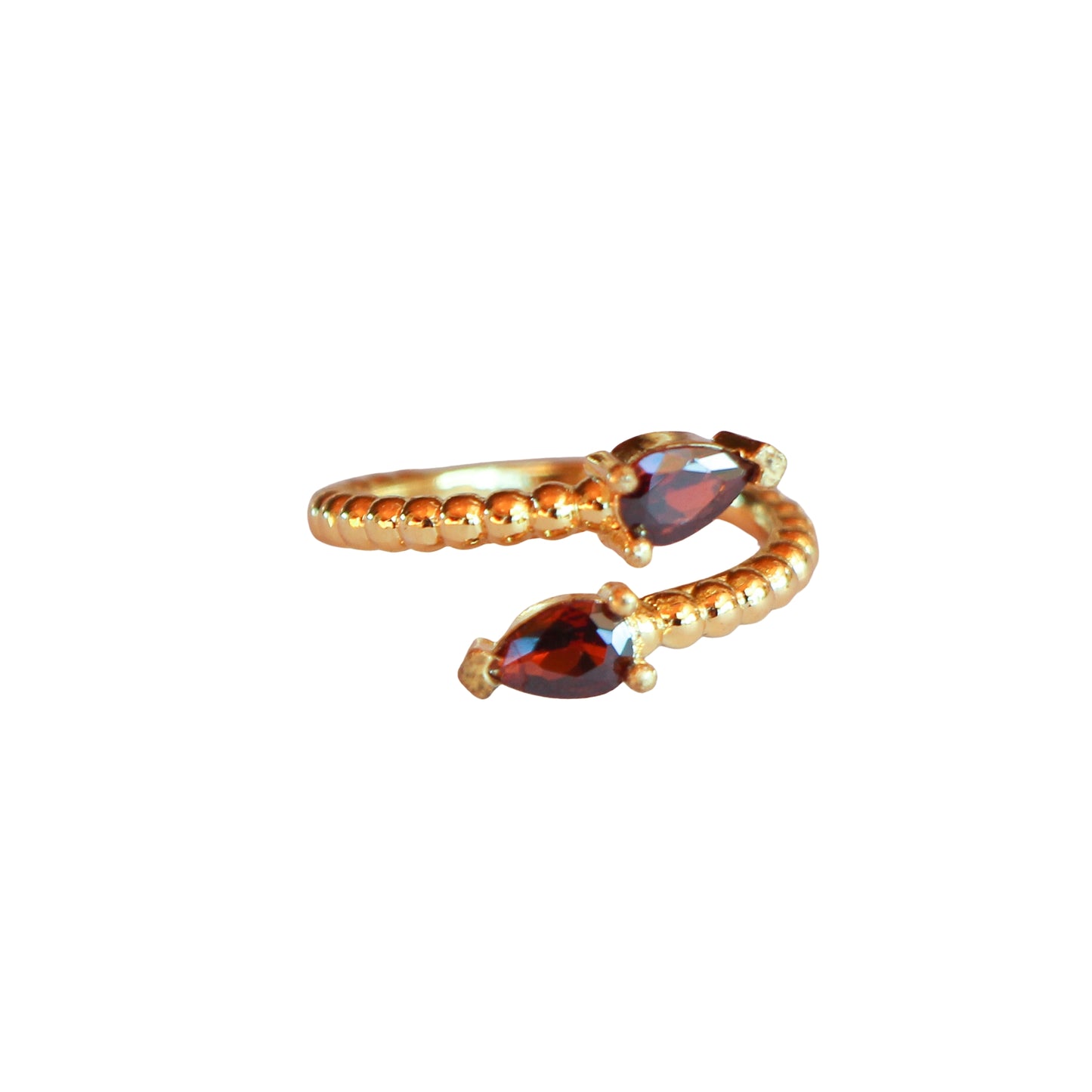 Anillo ajustable Zeyna Rojo - Baño de oro 22 k