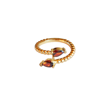Anillo ajustable Zeyna Rojo - Baño de oro 22 k