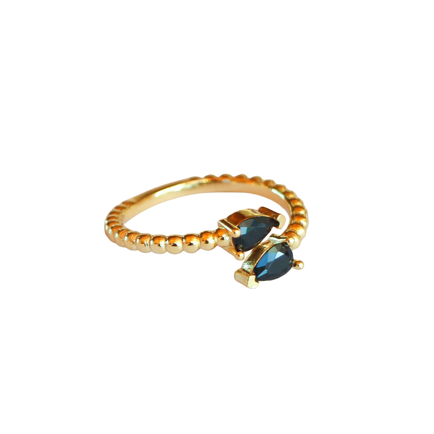 Anillo ajustable Zeyna Negro - Baño de oro 22 k