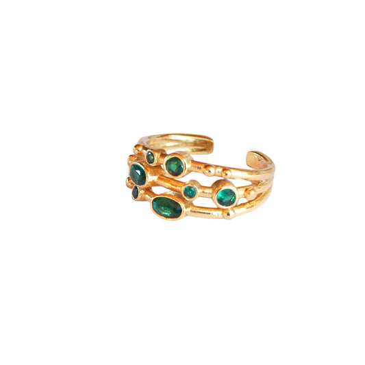 Anillo ajustable Capadocia Verde - Baño de oro 22 k