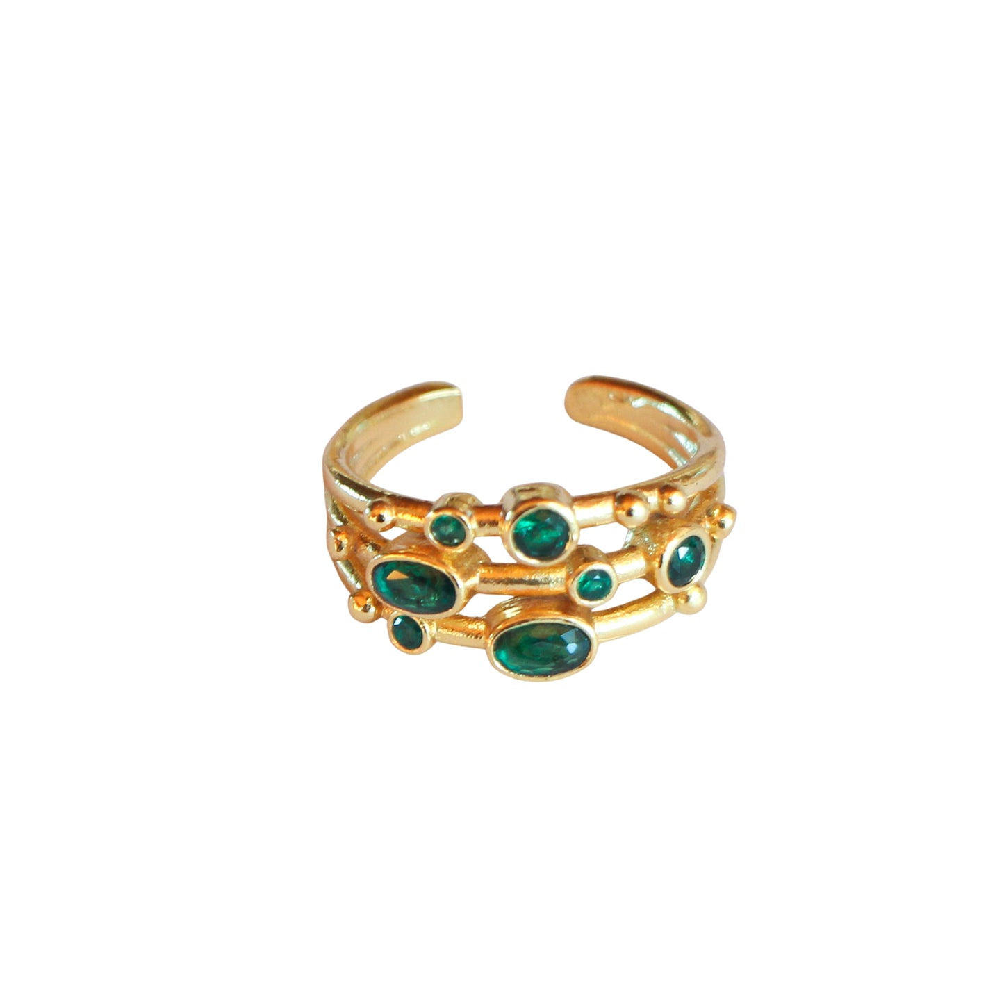 Anillo ajustable Capadocia Verde - Baño de oro 22 k
