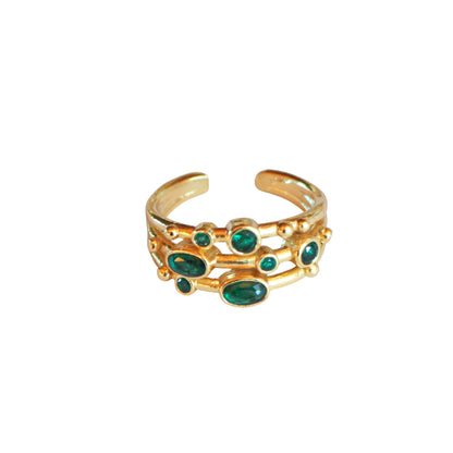 Anillo ajustable Capadocia Verde - Baño de oro 22 k