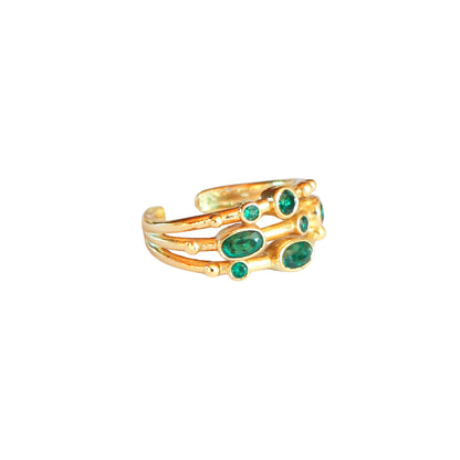 Anillo ajustable Capadocia Verde - Baño de oro 22 k