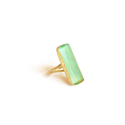Anillo ajustable Safiye verde limón - Baño de oro 22 k