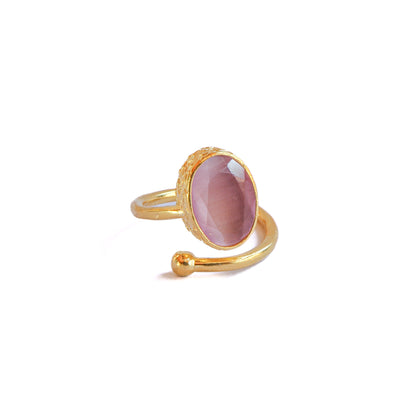 Anillo ajustable Brisa rosa - Baño de oro 22 k