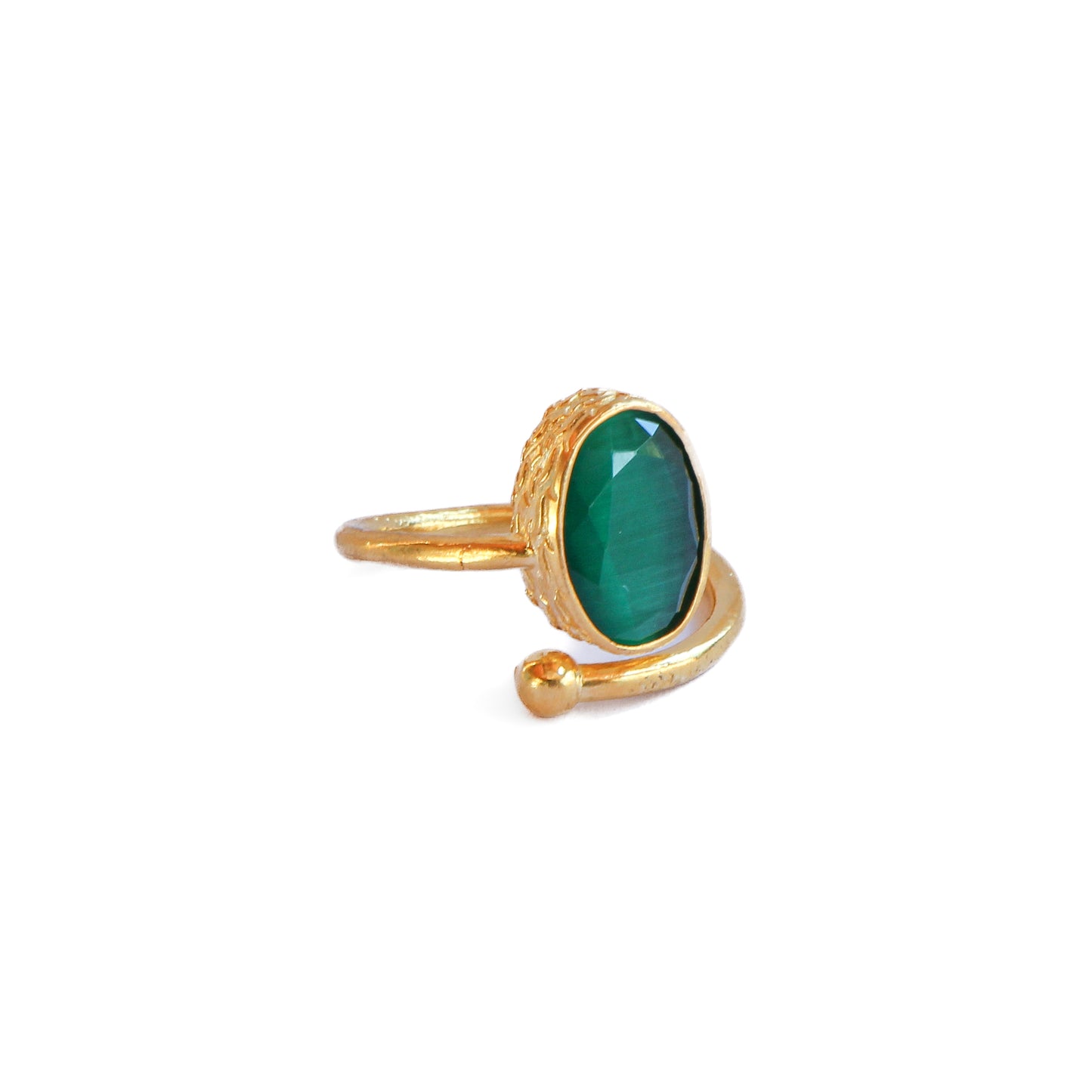 Anillo ajustable Brisa verde - Baño de oro 22 k