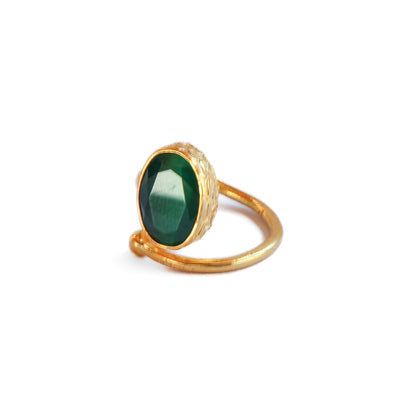 Anillo ajustable Brisa verde - Baño de oro 22 k
