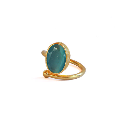 Anillo ajustable Brisa turquesa - Baño de oro 22 k