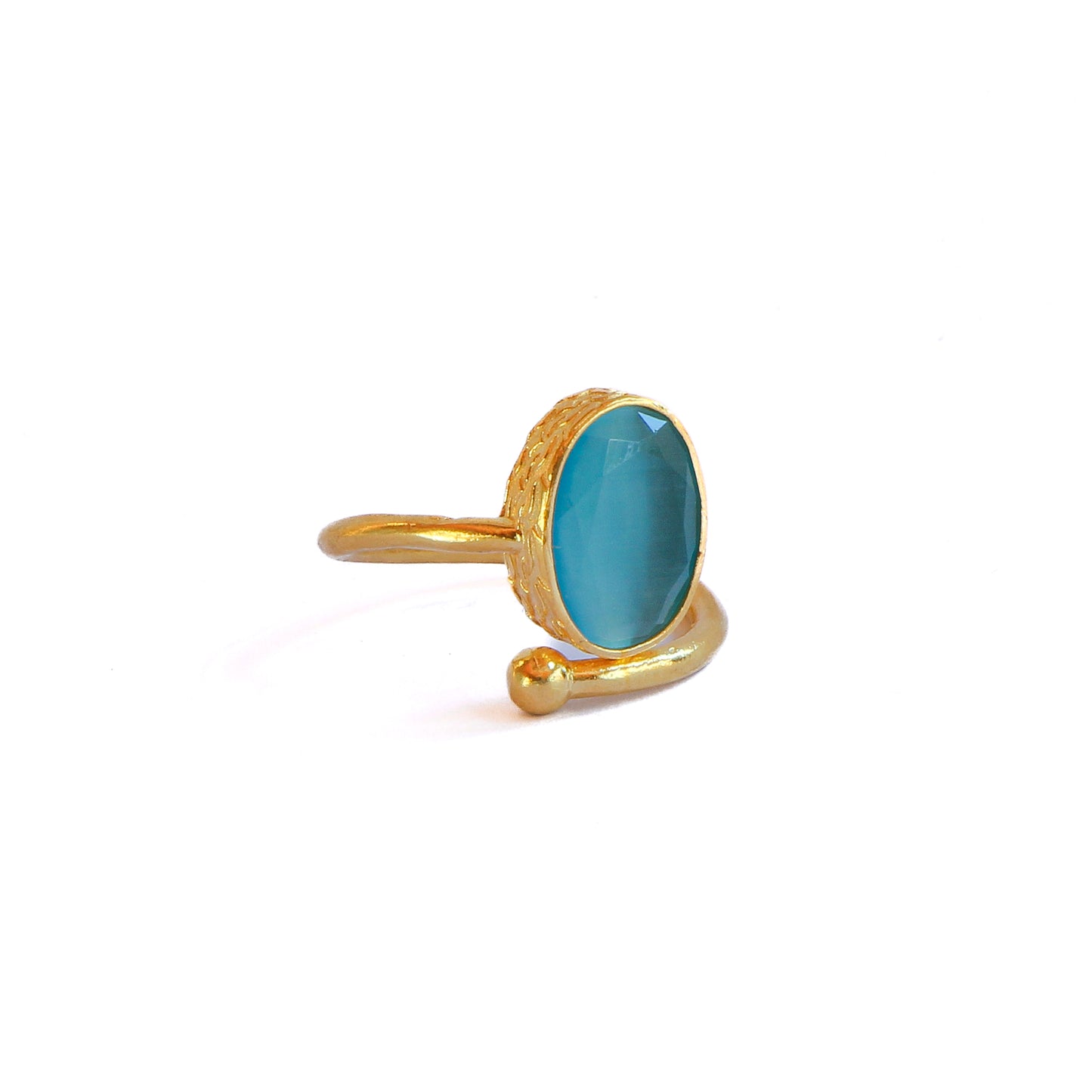 Anillo ajustable Brisa turquesa - Baño de oro 22 k