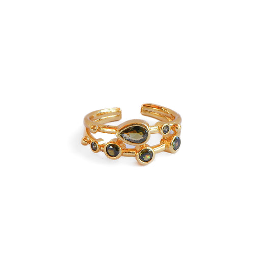Anillo ajustable Capadocia N°2 verde oliva
