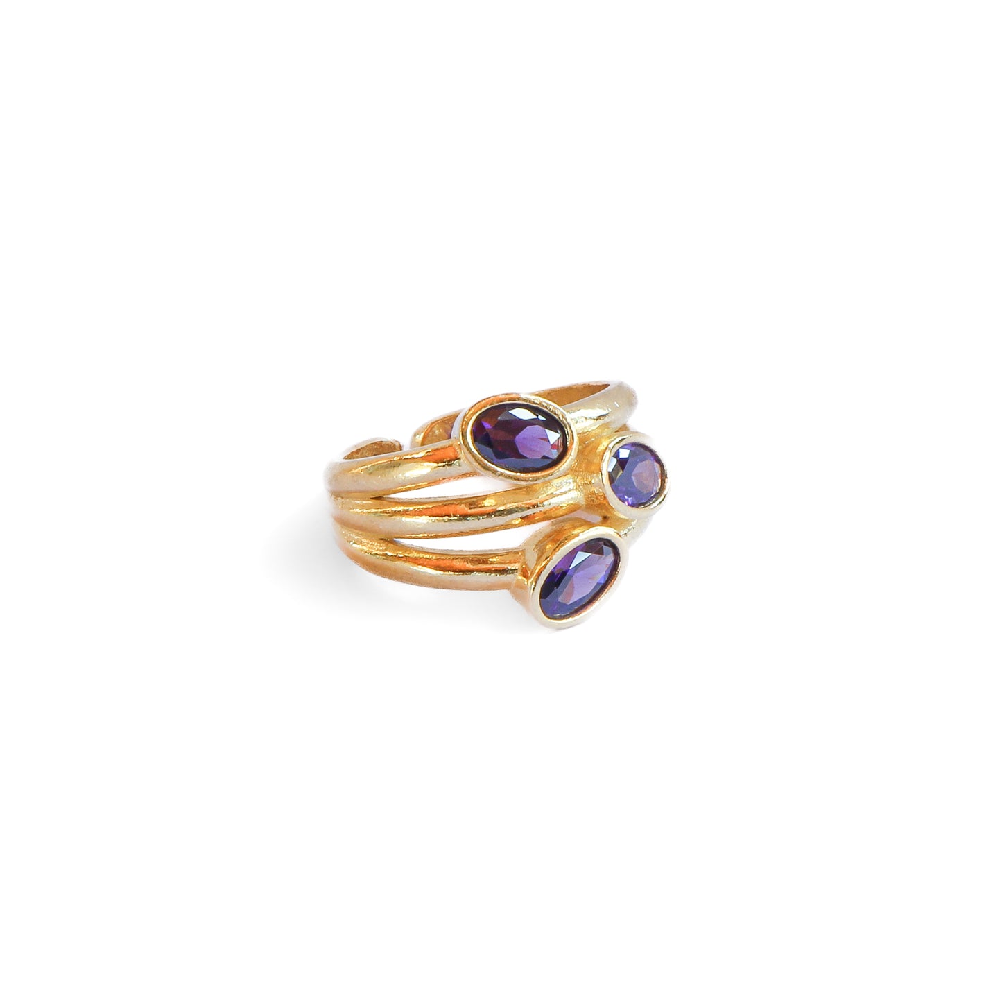 Anillo ajustable Elara Lila - Baño de oro 22 k
