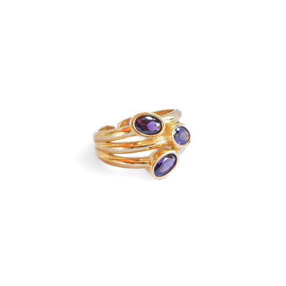 Anillo ajustable Elara Lila - Baño de oro 22 k