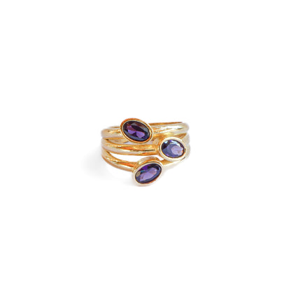 Anillo ajustable Elara Lila - Baño de oro 22 k