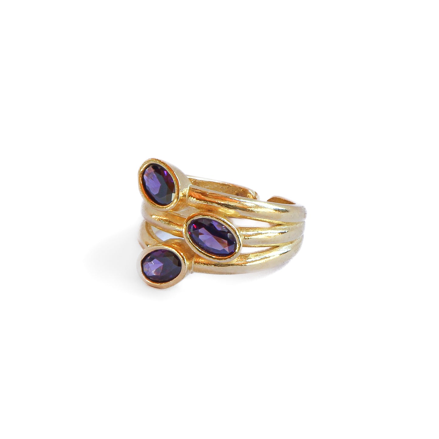 Anillo ajustable Elara Lila - Baño de oro 22 k