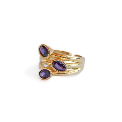 Anillo ajustable Elara Lila - Baño de oro 22 k